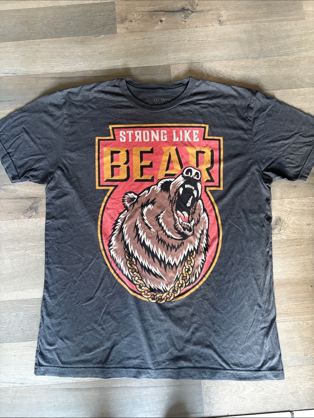 Strong Like Bear Graphic Tee - Charcoal Black/gray